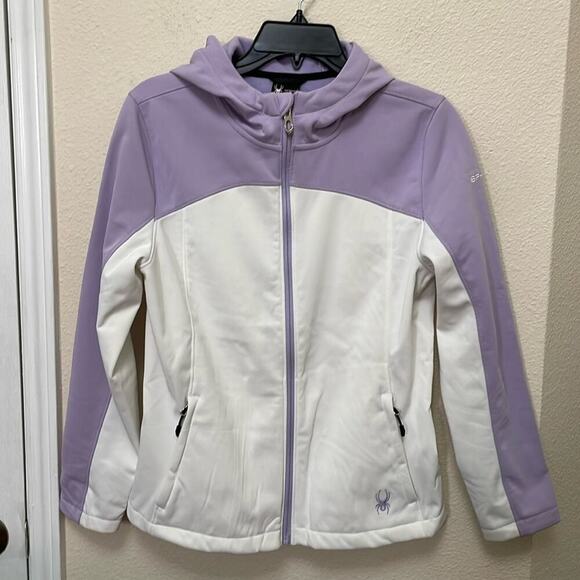 New Spyder Women’s Hooded Jacket Size M Lilac and White. Full zipper - Picture 11 of 11